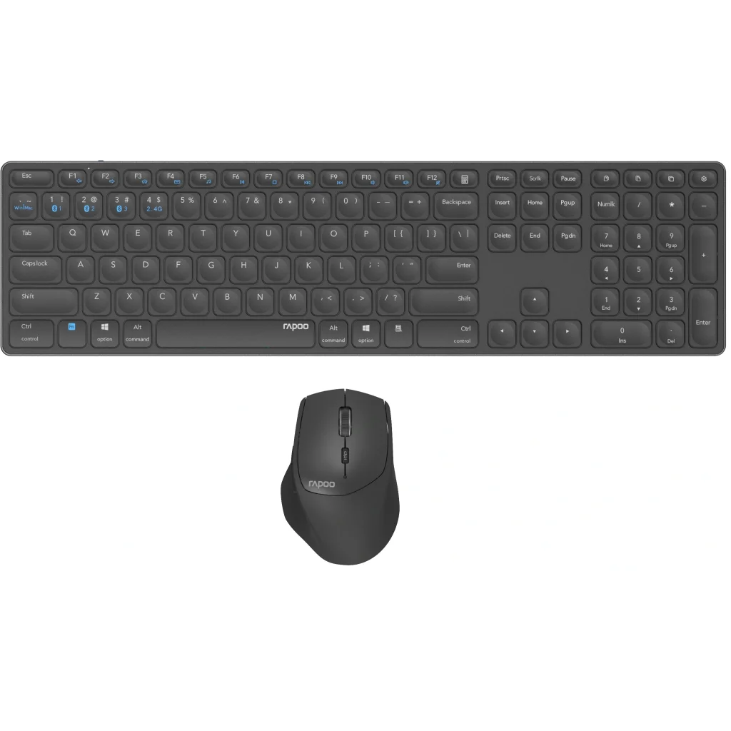 Комплект (клавиатура, мышь) беспроводной Rapoo 9800M Wireless Dark Grey, 9800M dark grey UA