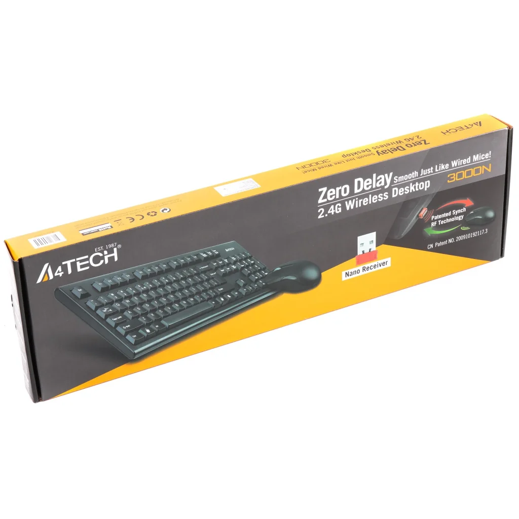 Комплект (клавиатура, мышь) беспроводной A4Tech 3000N Black USB, 3000N (GK-85+G3-200N) UA