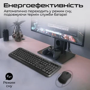 Комплект (клавіатура, мишка) бездротовий Promate ProCombo-6 Black UA