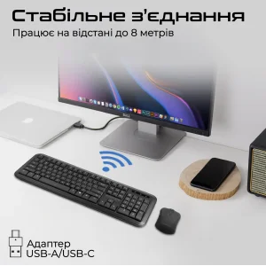 Комплект (клавіатура, мишка) бездротовий Promate ProCombo-6 Black UA