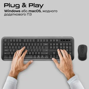 Комплект (клавіатура, мишка) бездротовий Promate ProCombo-6 Black UA