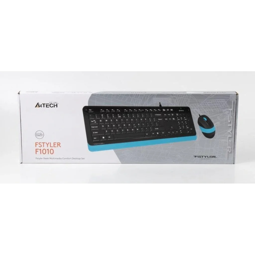 Комплект (клавіатура, миша) A4Tech F1010 Black/Blue USB, F1010 (Blue) UA