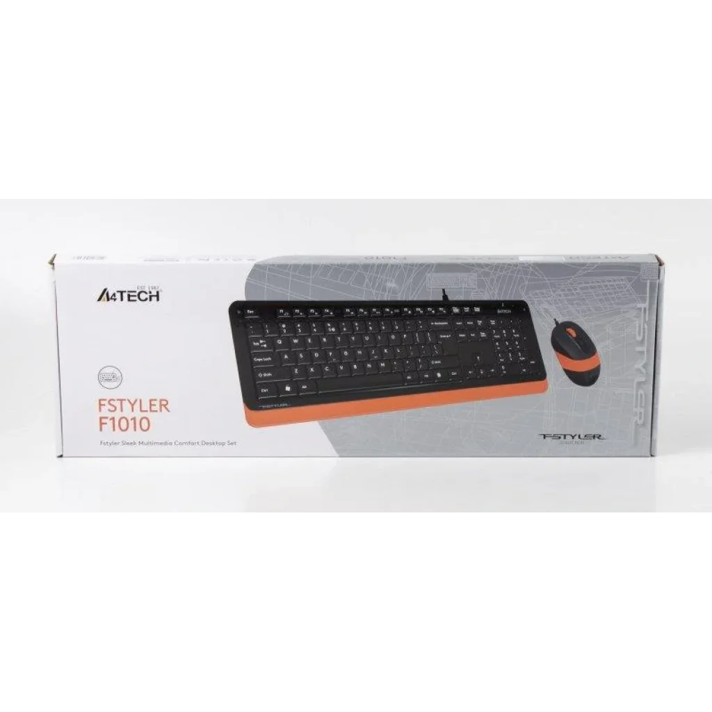 Комплект (клавіатура, миша) A4Tech F1010 Black/Orange USB, F1010 (Orange) UA