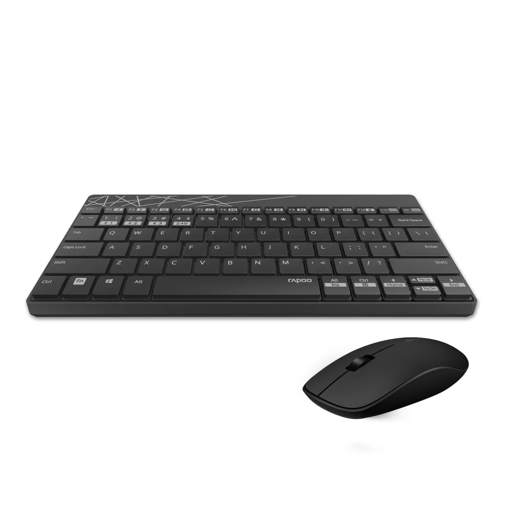 Комплект (клавіатура, миша) Rapoo 8000M Wireless Black, 8000M Black UA