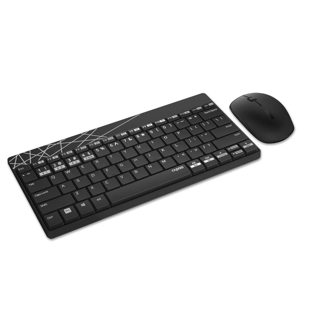 Комплект (клавіатура, миша) Rapoo 8000M Wireless Black, 8000M Black UA