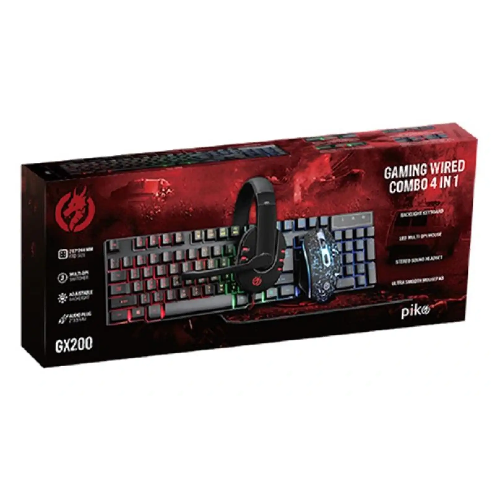 Комплект (клавиатура, мышь) Piko GX200 Black (1283126489808) + гарнитура, коврик UA