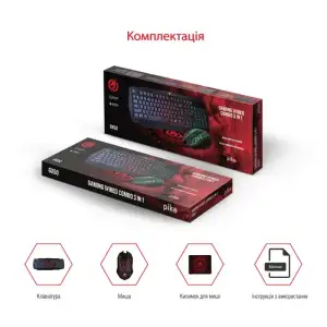 Комплект (клавіатура, миша) Piko GX50 Black USB (1283126506208) + килимок UA