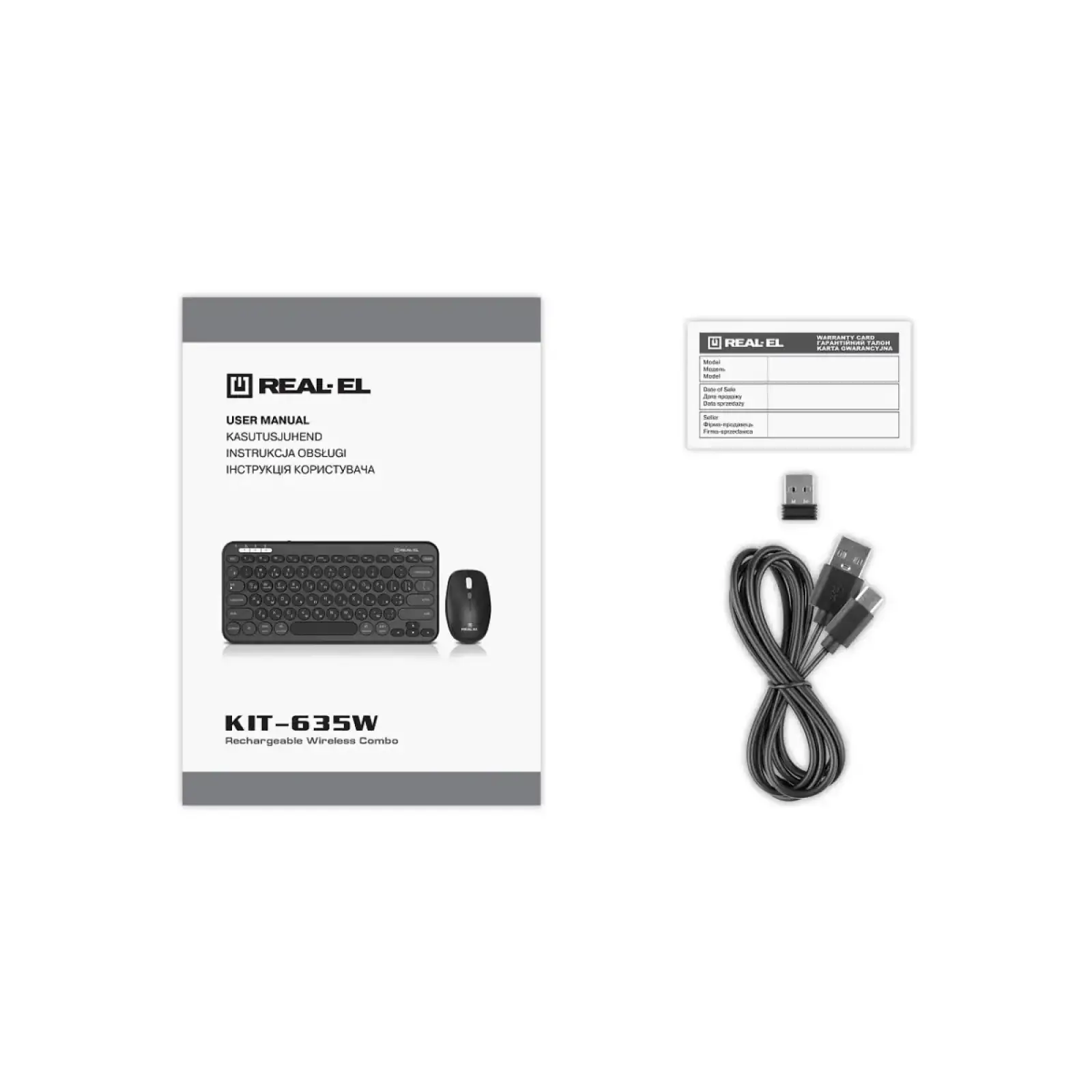 Комплект (клавіатура, миша) бездротовий REAL-EL Kit-635W Black UA