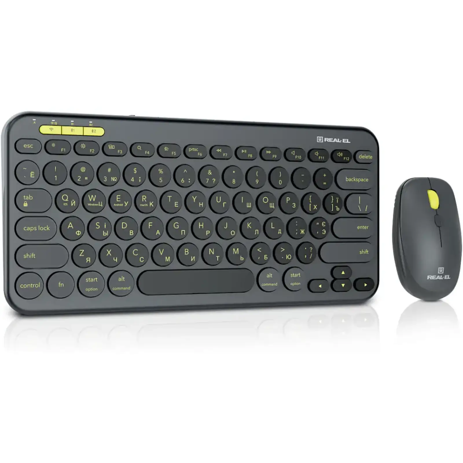Комплект (клавіатура, миша) бездротовий REAL-EL Kit-635W Black UA