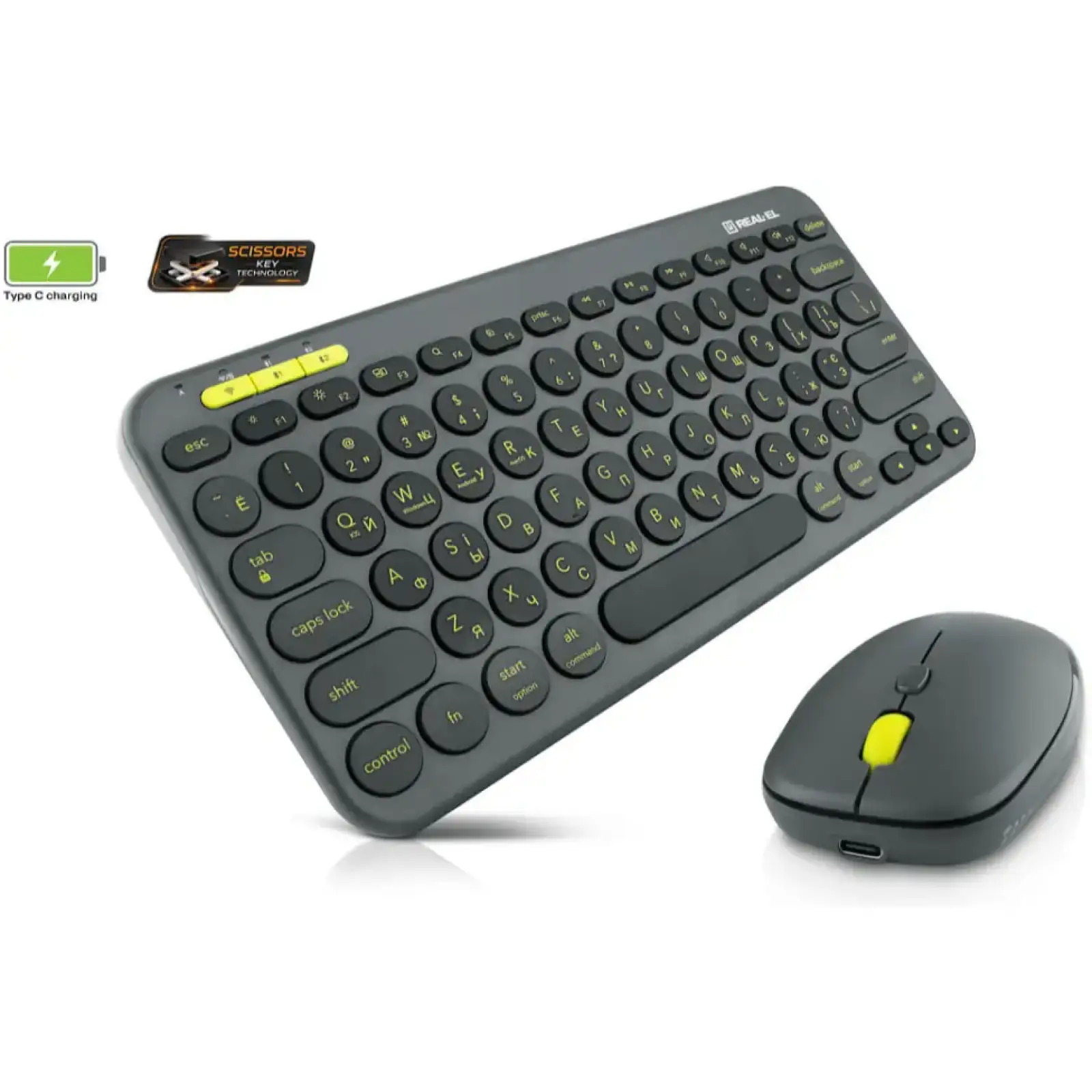 Комплект (клавіатура, миша) бездротовий REAL-EL Kit-635W Black UA