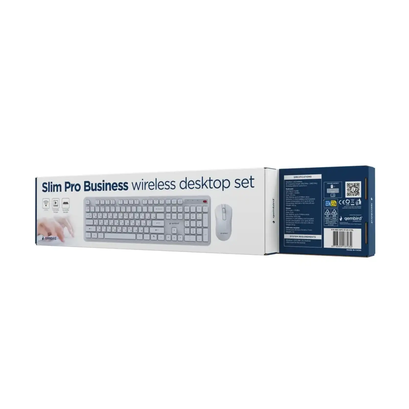 Комплект (клавіатура, миша) бездротовий Gembird KBS-WPS-01-W-CYRL White UA