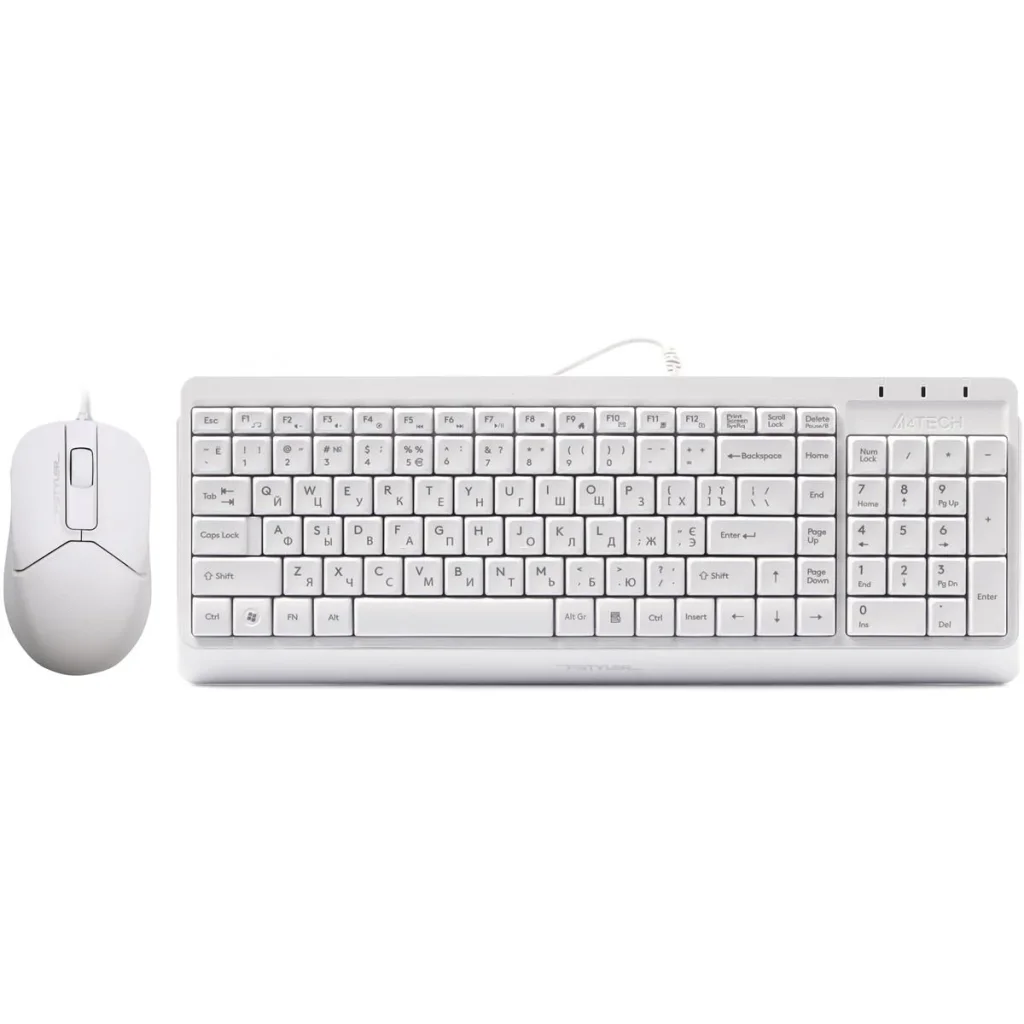 Комплект (клавиатура, мышь) A4Tech F1512 White USB, F1512 (White) UA