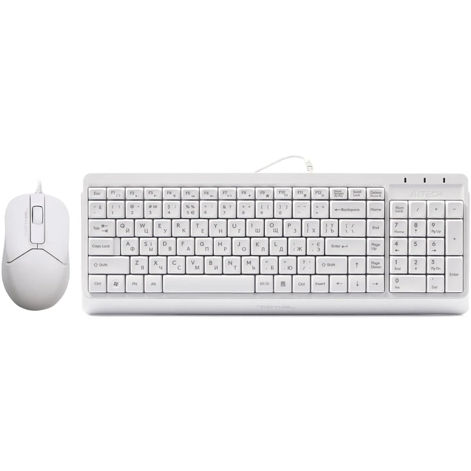 Комплект (клавіатура, миша) A4Tech F1512 White USB, F1512 (White) UA