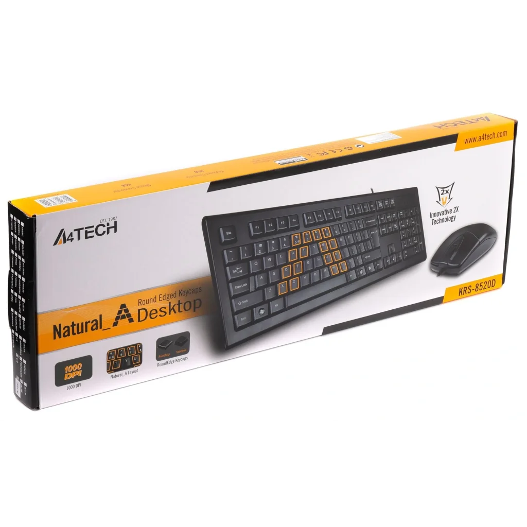 Комплект (клавиатура, мышь) A4Tech KRS-8520D Black USB UA