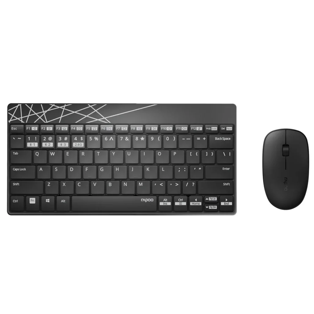 Комплект (клавіатура, миша) Rapoo 8000M Wireless Black, 8000M Black UA