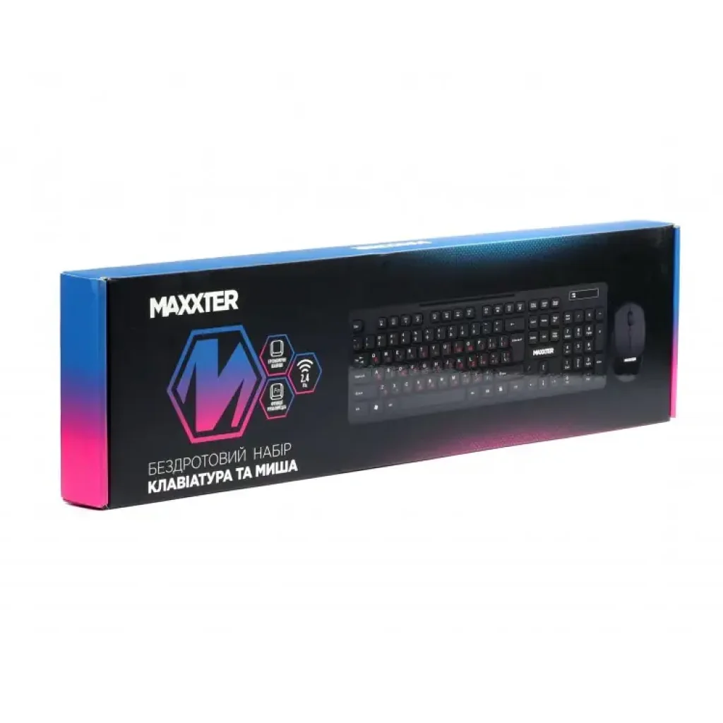 Комплект (клавиатура, мышь) Maxxter KMS-WCM-02B-UA Black UA