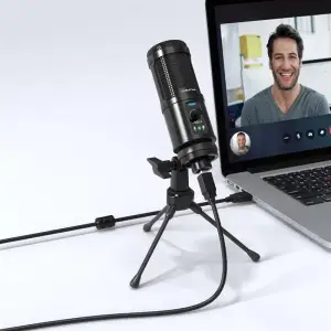 Настільний мікрофон USB з шумозаглушенням Cabletime + штатив трипод (CM10B) UA