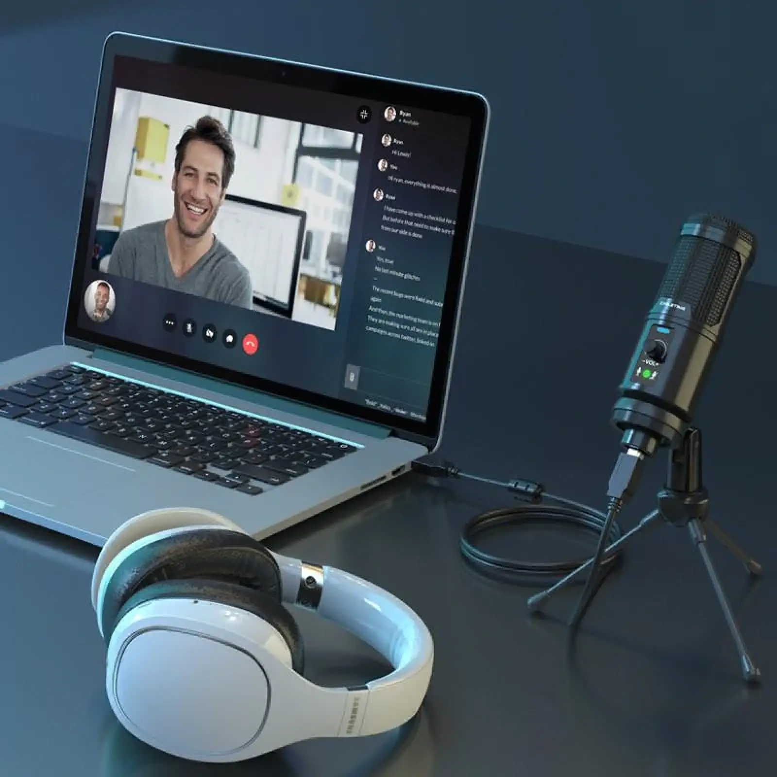 Настільний мікрофон USB з шумозаглушенням Cabletime + штатив трипод (CM10B) UA