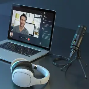 Настільний мікрофон USB з шумозаглушенням Cabletime + штатив трипод (CM10B) UA