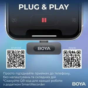 Мікрофон BOYA BY-V3 Combo Type-C/Lightning Black UA