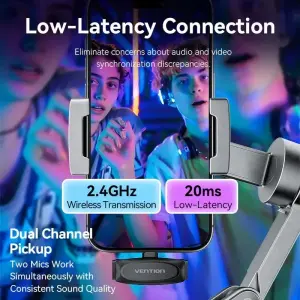 Мікрофон Vention USB Type-C 2-Pack Wireless Lavalier Black (NCBB0) UA