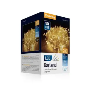 Светодиодная гирлянда ColorWay (CW-G-200L20U) 200LED, 20м, 8 функций, теплый цвет, USB UA