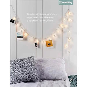 Світлодіодна гірлянда ColorWay (CW-LCP-20L30B) 20LED, 3м, з прищіпками для фото UA