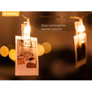 Світлодіодна гірлянда ColorWay (CW-LCP-40L42B) 40LED, 4.2м, з прищіпками для фото UA