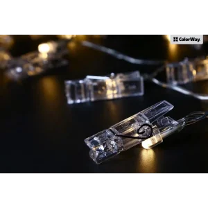 Світлодіодна гірлянда ColorWay (CW-LCP-20L30BU) 20LED, 3м, з прищіпками для фото, USB UA