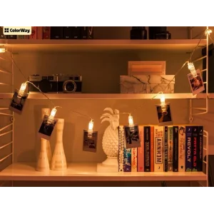 Світлодіодна гірлянда ColorWay (CW-LCP-20L30BU) 20LED, 3м, з прищіпками для фото, USB UA