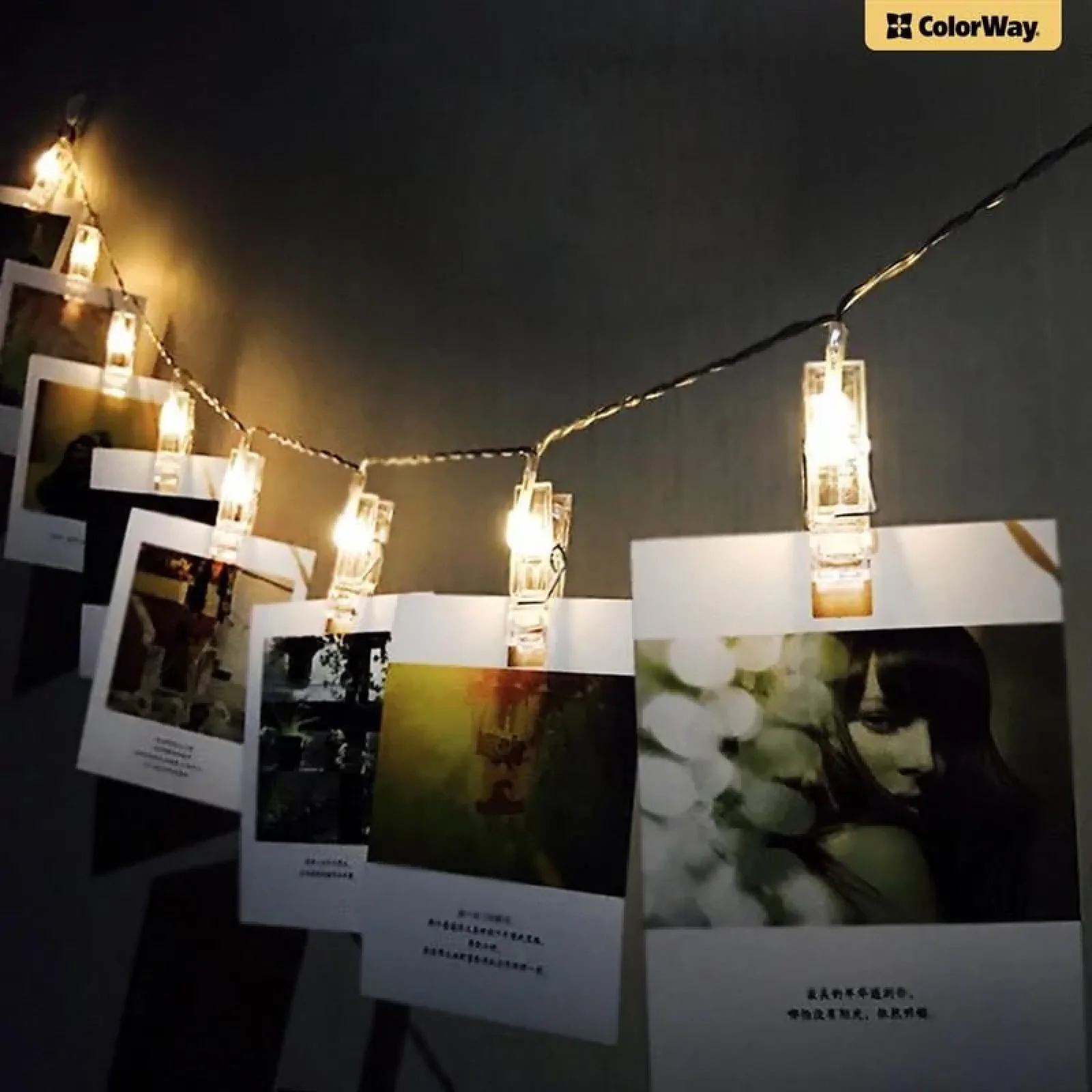 Світлодіодна гірлянда ColorWay (CW-LCP-20L30BU) 20LED, 3м, з прищіпками для фото, USB UA