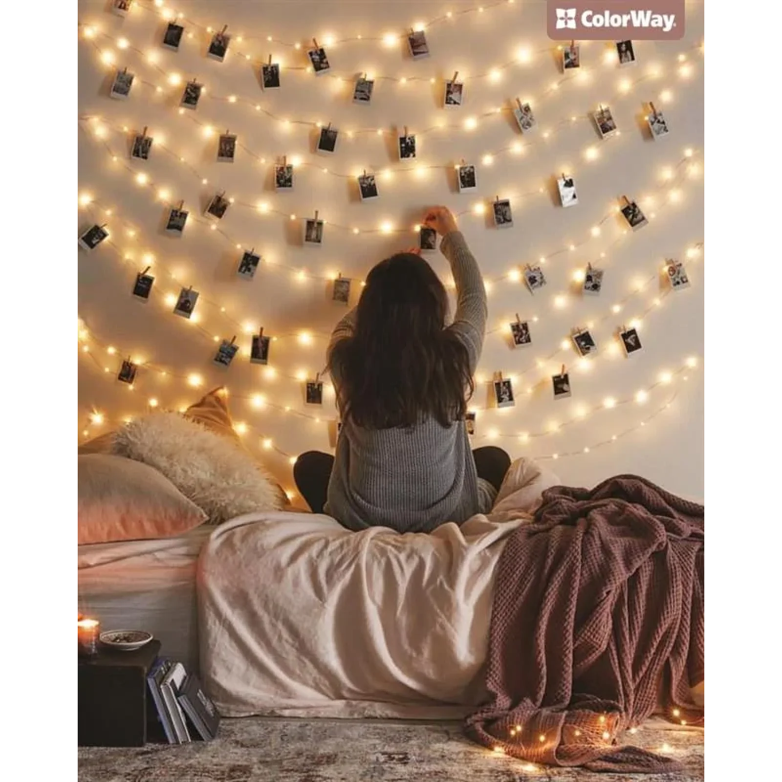 Світлодіодна гірлянда ColorWay (CW-LCP-40L42BU) 40LED, 4.2м, з прищіпками для фото, USB UA