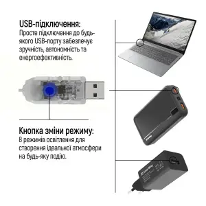 Світлодіодна гірлянда ColorWay (CW-G-100L10NU) 100LED, 10м, 8 функцій, теплий колір USB UA