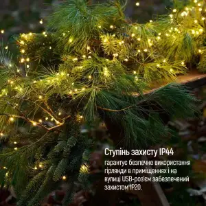 Світлодіодна гірлянда ColorWay (CW-G-100L10NU) 100LED, 10м, 8 функцій, теплий колір USB UA