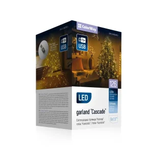 Світлодіодна гірлянда ColorWay (CW-G-126L91CU) 126LED, 9x1.5м, 8 функцій, теплий колір USB UA