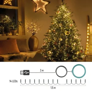 Світлодіодна гірлянда ColorWay (CW-G-126L91CU) 126LED, 9x1.5м, 8 функцій, теплий колір USB UA