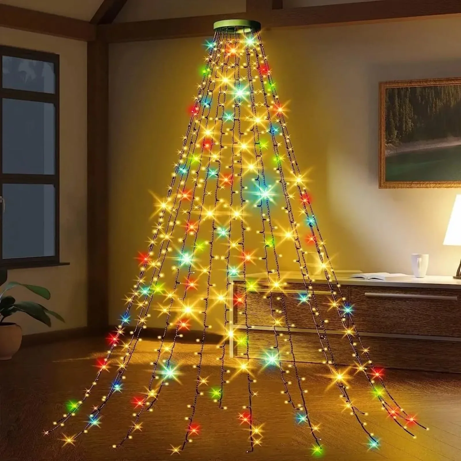 Светодиодная гирлянда ColorWay (CW-G-126L91CUMC) 126LED, 9x1.5м, 8 функций, разноцветная USB UA