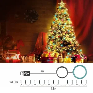 Светодиодная гирлянда ColorWay (CW-G-126L91CUMC) 126LED, 9x1.5м, 8 функций, разноцветная USB UA