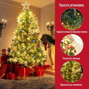 Светодиодная гирлянда ColorWay (CW-G-126L91CUMC) 126LED, 9x1.5м, 8 функций, разноцветная USB UA