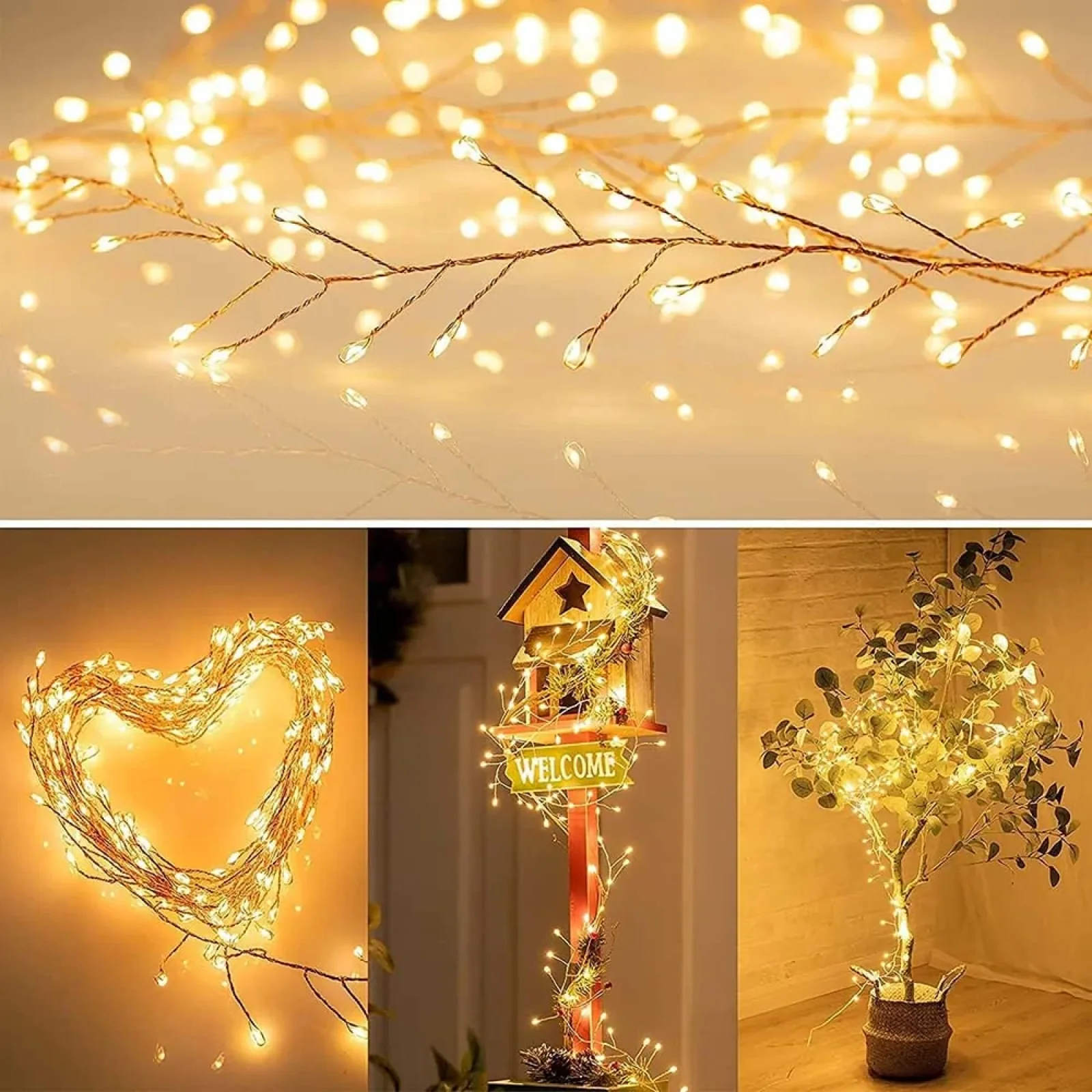 Світлодіодна гірлянда ColorWay (CW-G-200L6VC) 200LED, 6м, 8 функцій, мідна струна теплий колір 220V UA