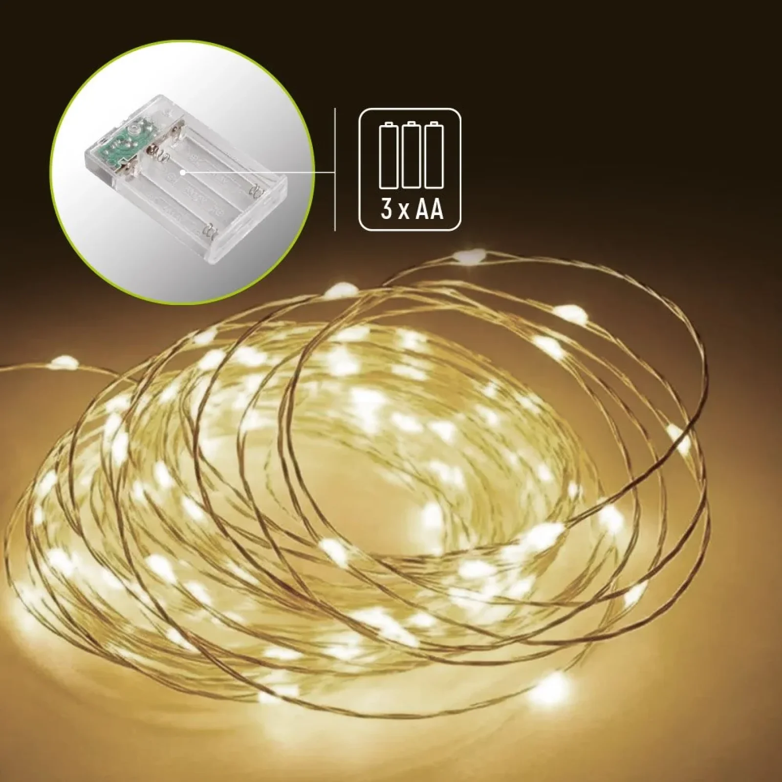 Светодиодная гирлянда ColorWay (CW-G-50L5NB) 50LED, 5м, 8 функций, теплый цвет 3AA UA