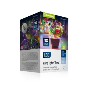 Светодиодная гирлянда ColorWay (CW-G-50L5NUMC) 50LED, 5м, 8 функций, разноцветная USB UA