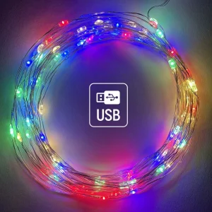 Светодиодная гирлянда ColorWay (CW-G-100L10NUMC) 100LED, 10м, 8 функций, разноцветная USB UA