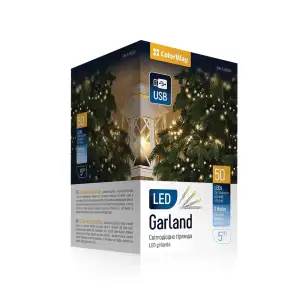 Светодиодная гирлянда ColorWay (CW-G-50L5U) 50LED, 5м, 8 функций, теплый цвет USB UA