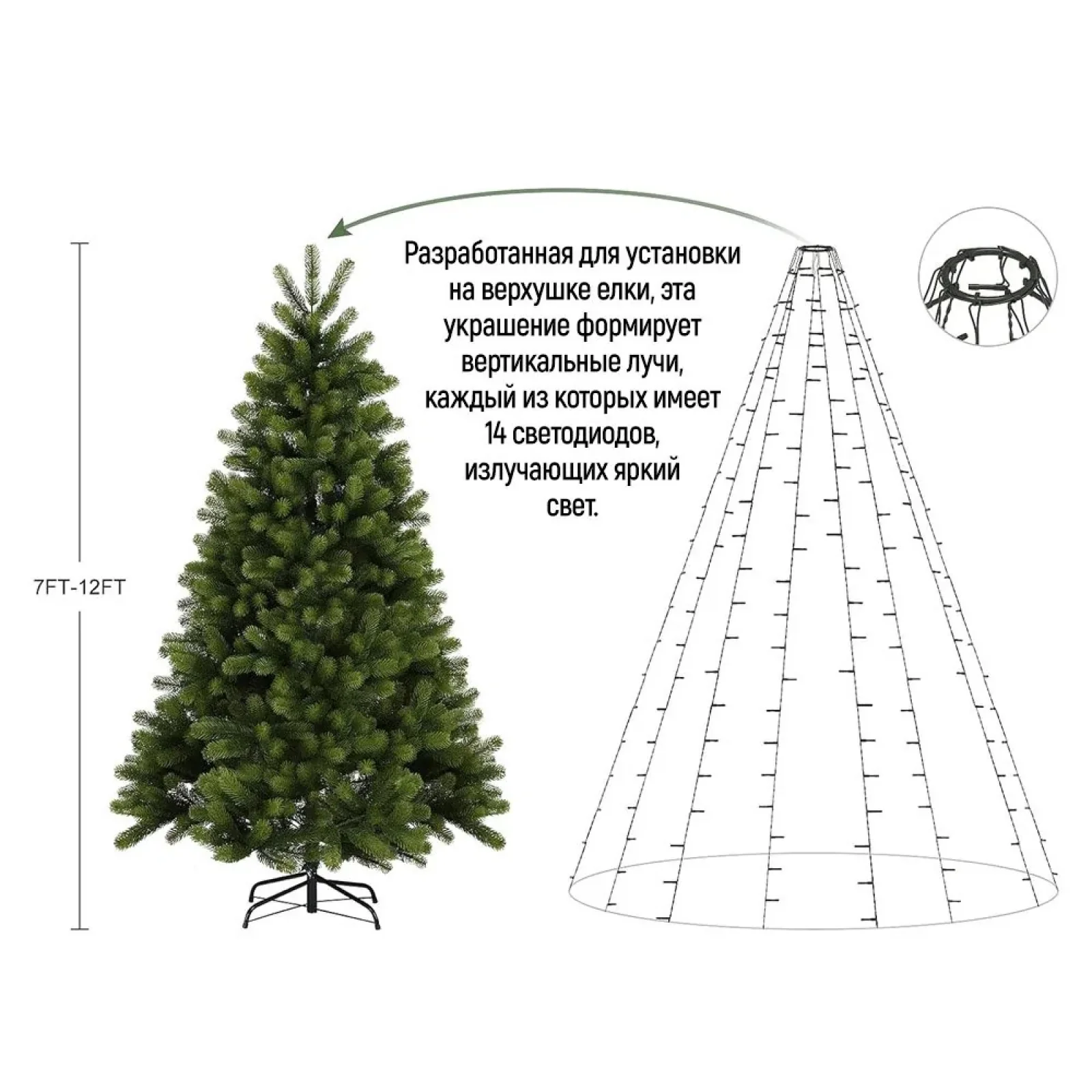 Світлодіодна гірлянда ColorWay (CW-G-98L71CUMC) 98LED, 7x1.5м, 8 функцій, різнокольорова USB UA
