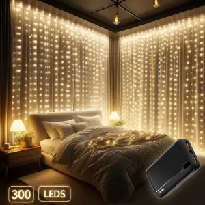 Світлодіодна гірлянда ColorWay (CW-GW-240L32U) штора 240LED, 3х2м, теплий колір, USB UA