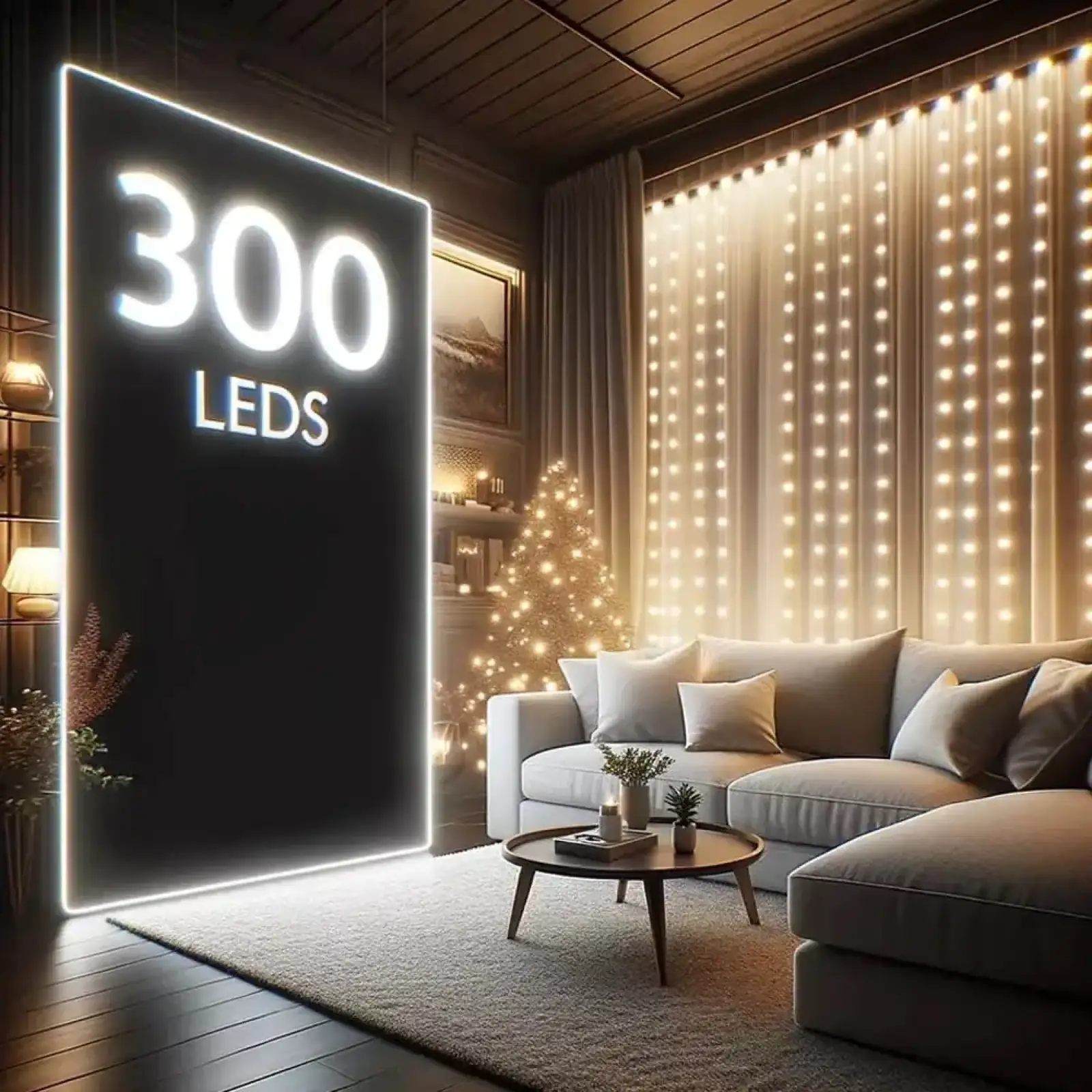 Світлодіодна гірлянда ColorWay (CW-GW-300L33U) штора 300LED, 3х3м, теплий колір, USB UA