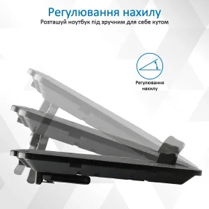 Охлаждающая подставка для ноутбука Promate AirBase-1 Black, airbase-1.black UA