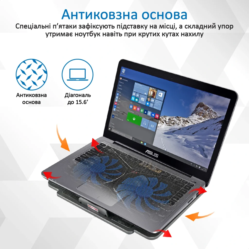 Охлаждающая подставка для ноутбука Promate AirBase-1 Black, airbase-1.black UA