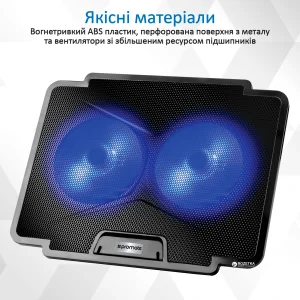 Охлаждающая подставка для ноутбука Promate AirBase-1 Black, airbase-1.black UA
